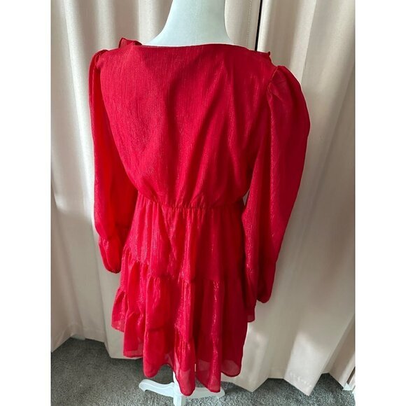 Crystal Doll Red Shiny Ruffle Dress Size Small - NWT - Picture 3 of 8